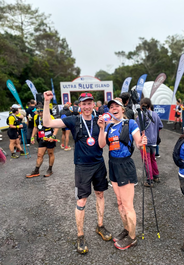 Im Ziel des Trailruns auf Faial 